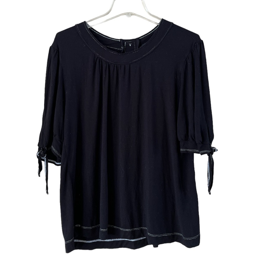 Kim & Cami knit top back buttons short sleeve top size large